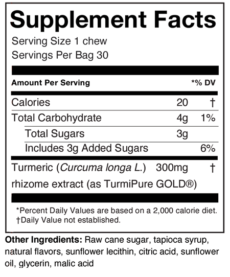 Turmeric Chews Orange Citrus 30 Chews