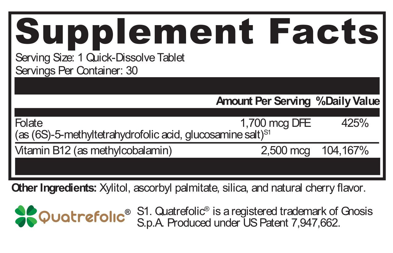 XYMOGEN®, 5-MTHF Plus B12 Cherry 30 Tablets